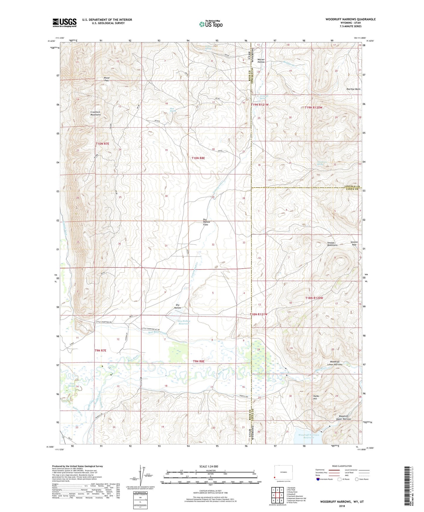 Woodruff Narrows Wyoming US Topo Map Image