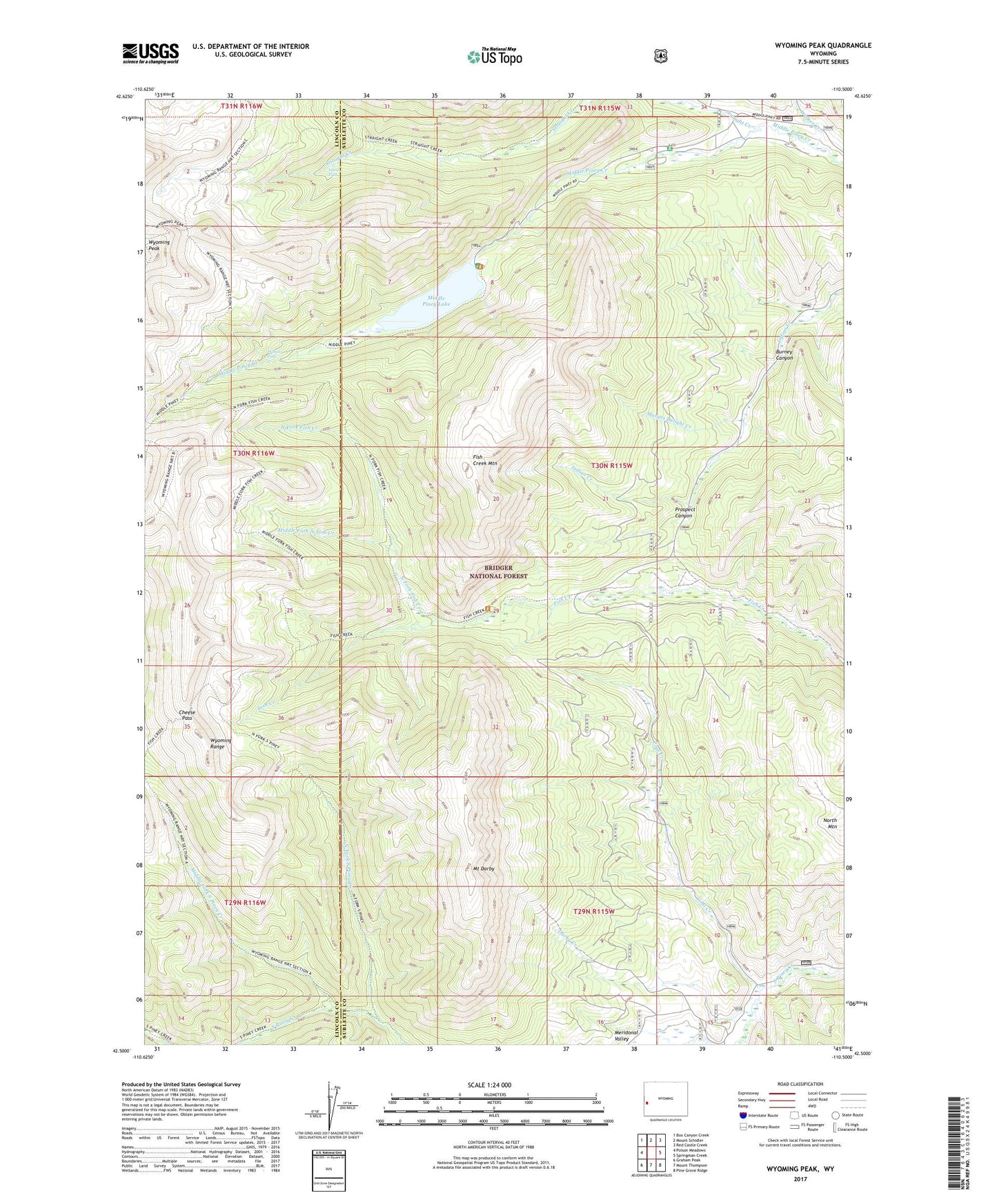 Wyoming Peak Wyoming US Topo Map Image