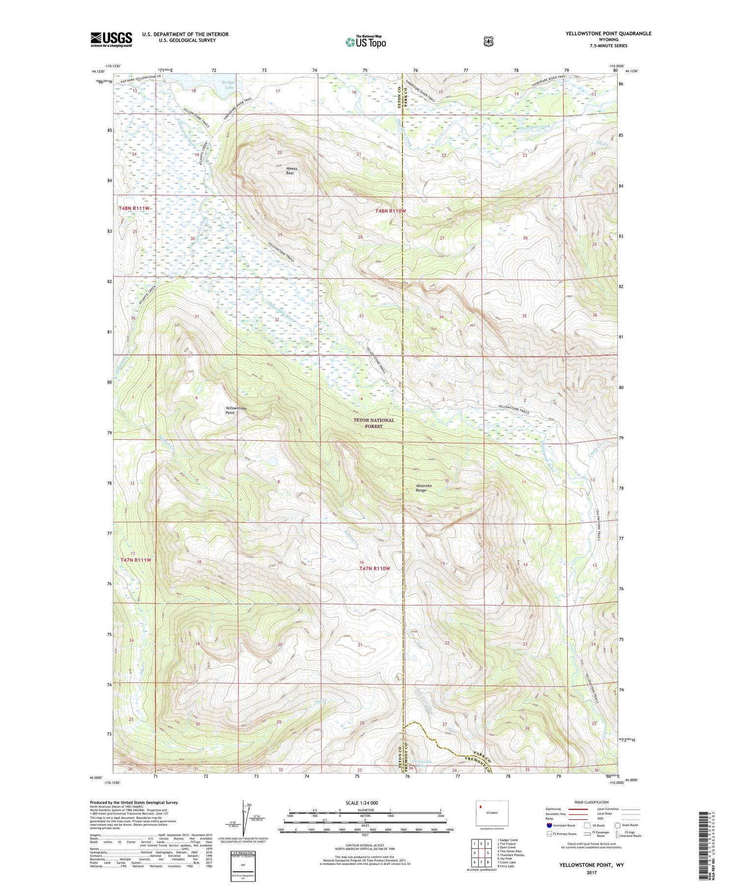 Yellowstone Point Wyoming US Topo Map Image