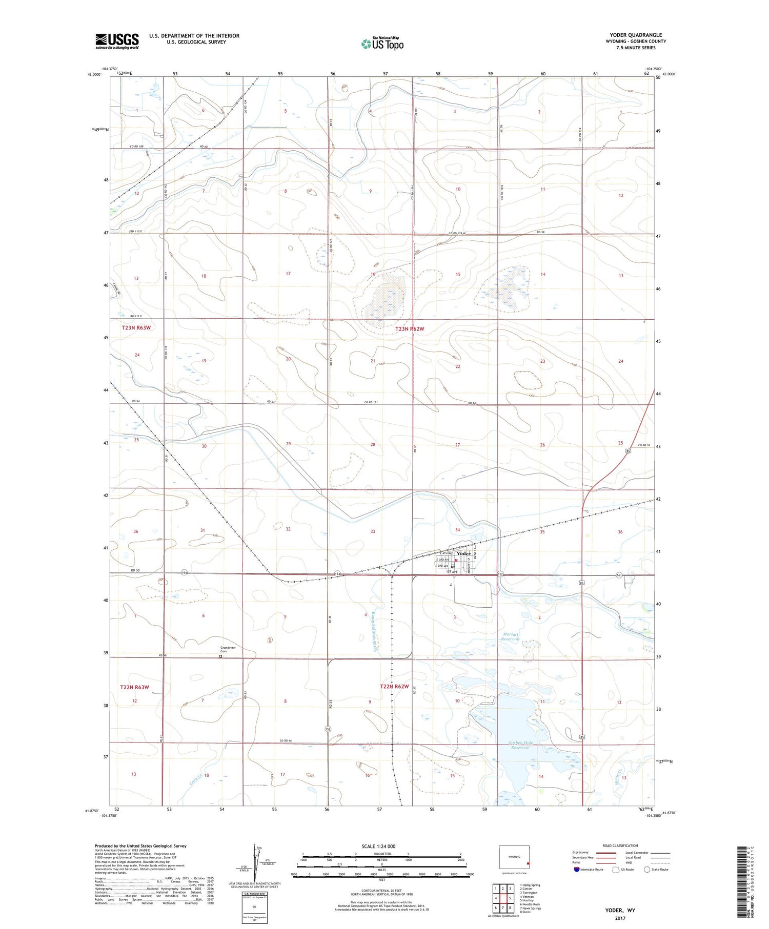 Yoder Wyoming US Topo Map Image