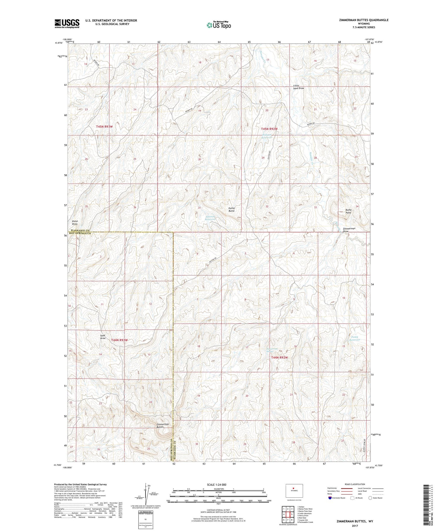 Zimmerman Buttes Wyoming US Topo Map Image