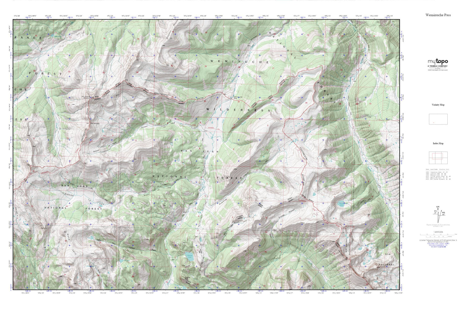 Weminuche Pass MyTopo Explorer Series Map Image