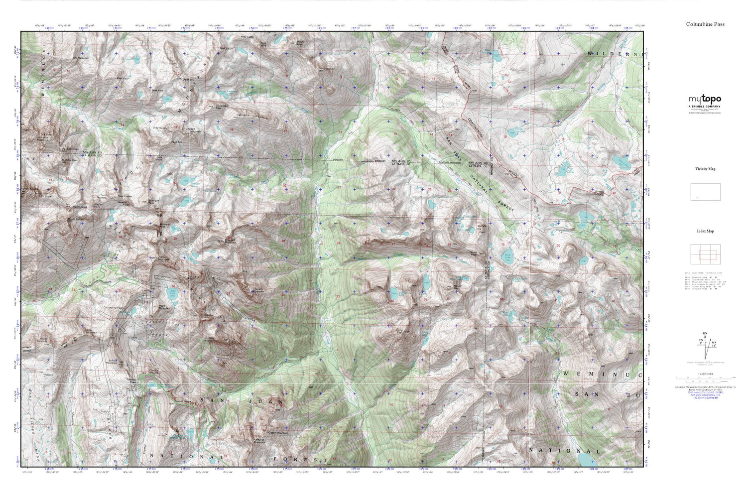 Weminuche Wilderness MyTopo Explorer Series Map Image