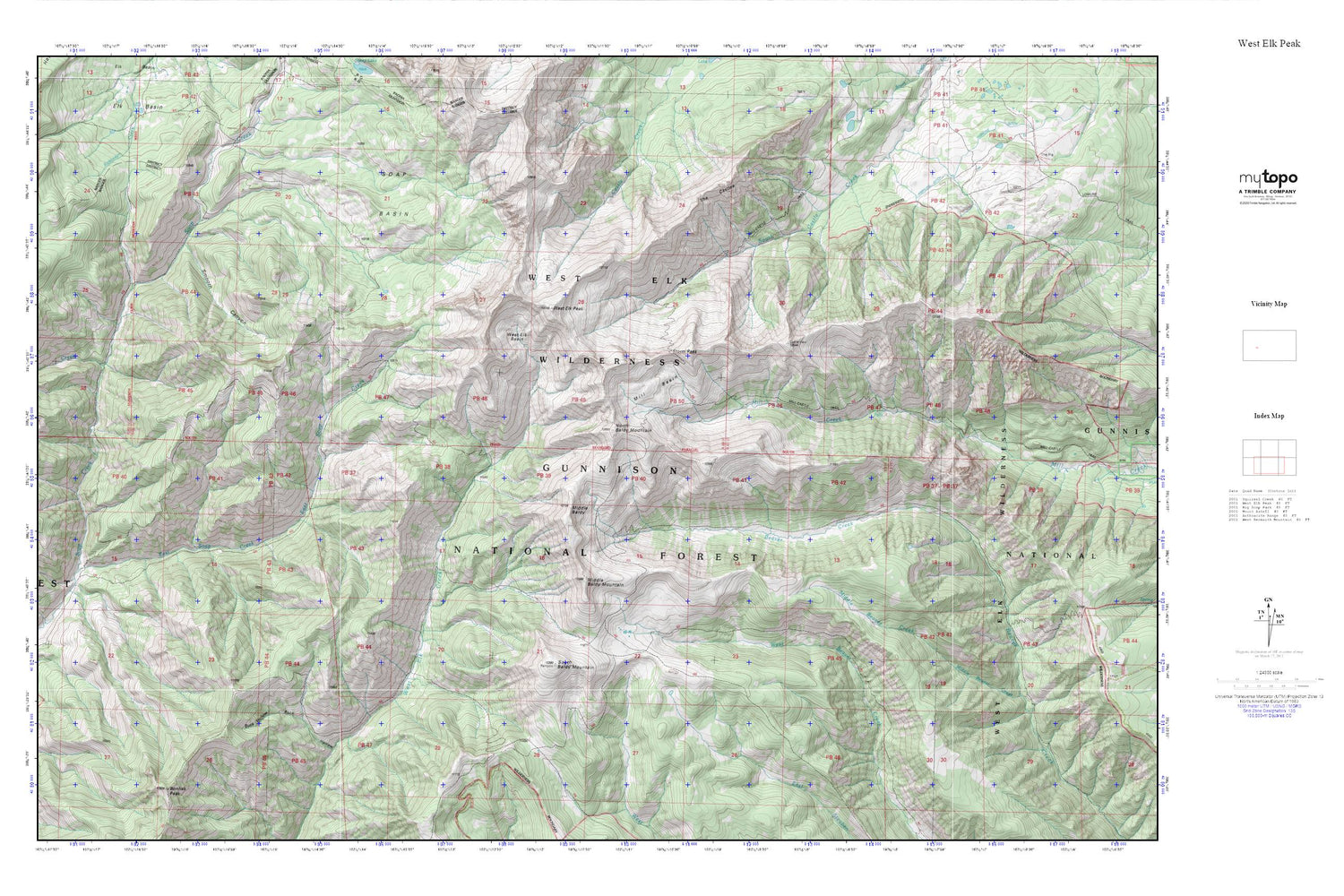 West Elk Peak MyTopo Explorer Series Map Image