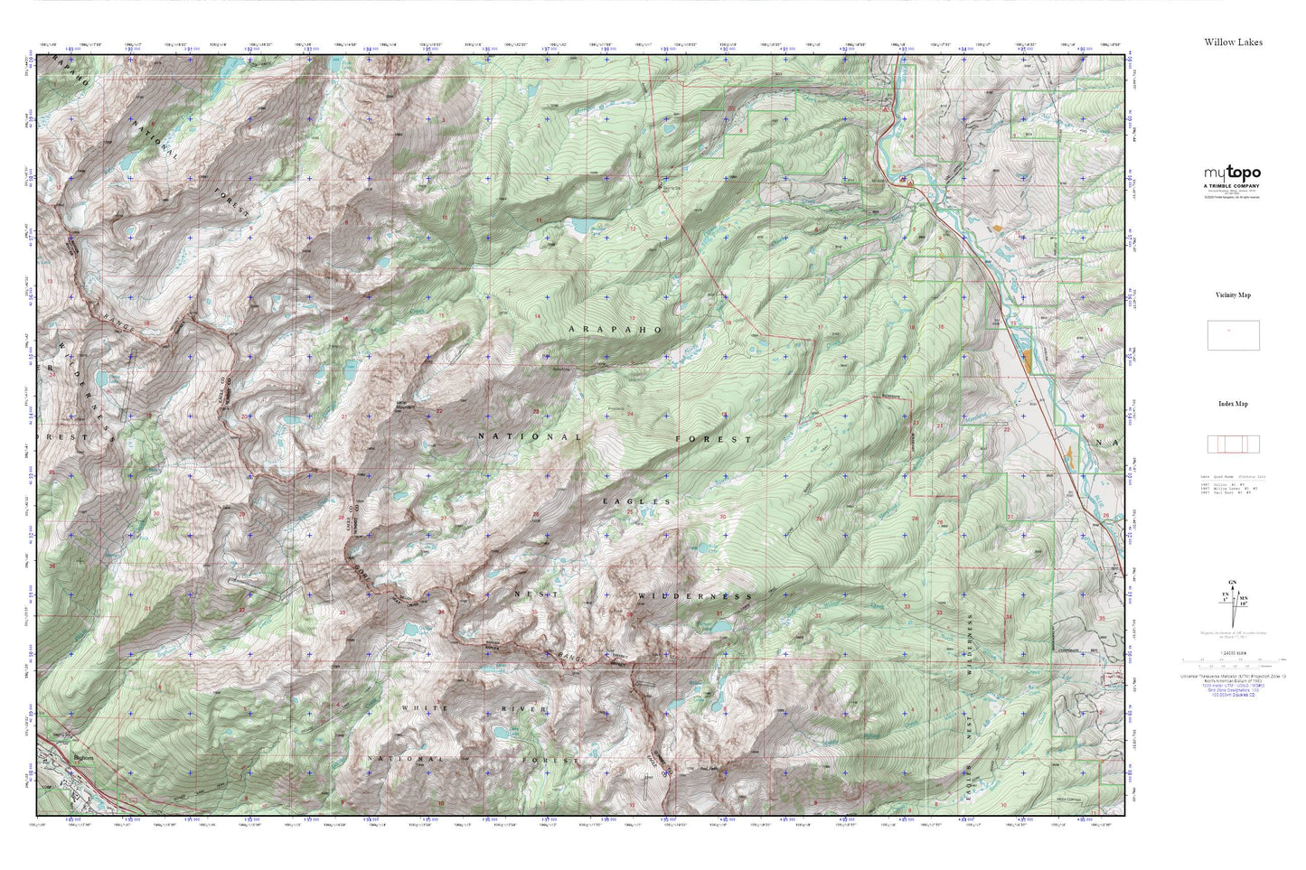 Willow Lakes MyTopo Explorer Series Map Image