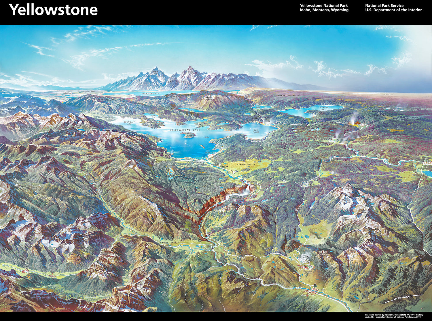 Yellowstone National Park Wall Map Image