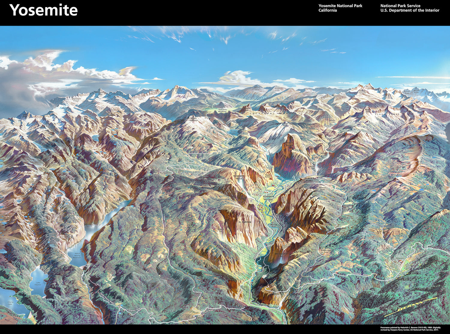 Yosemite National Park Wall Map Image