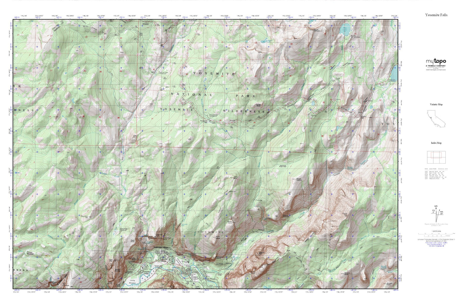 Yosemite Falls MyTopo Explorer Series Map Image