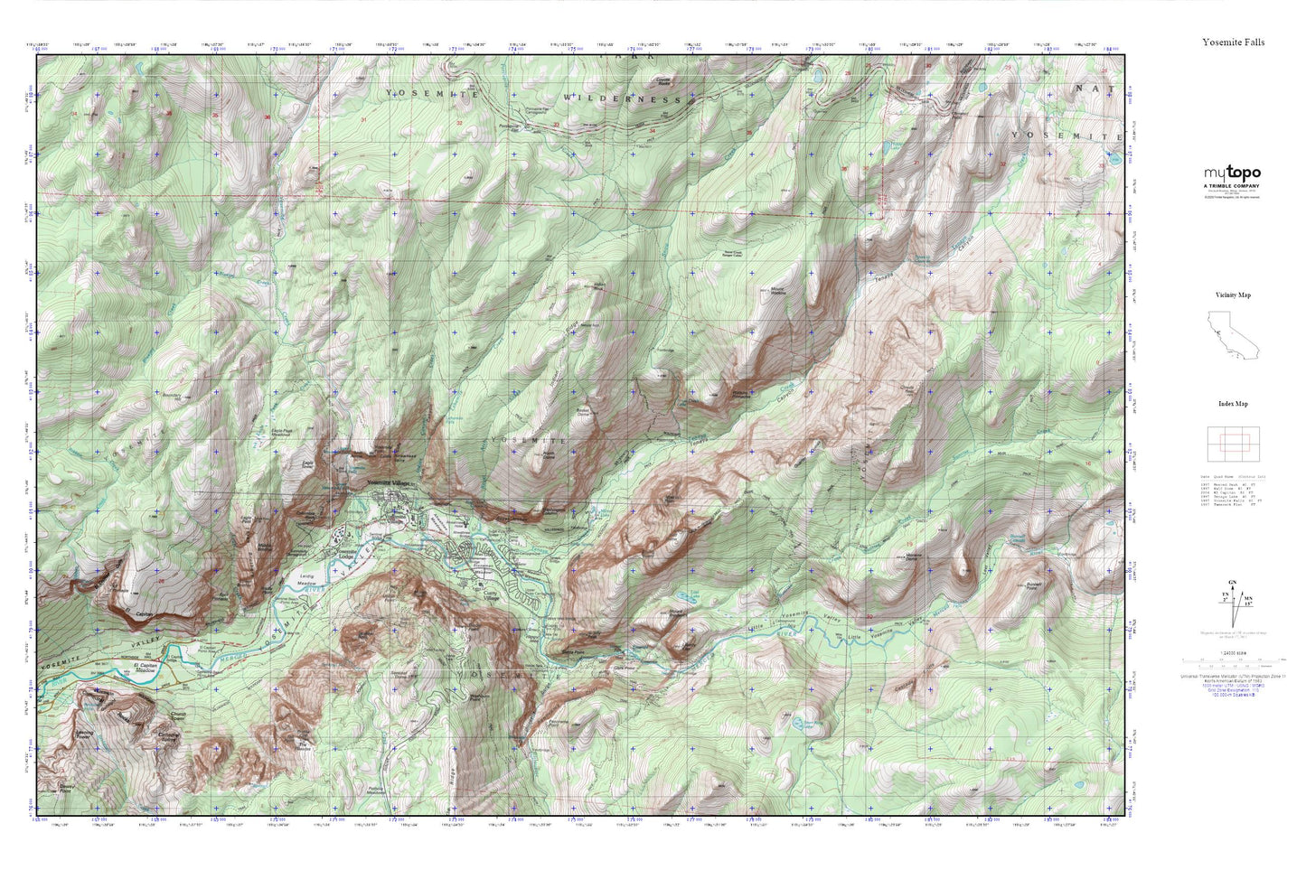 Yosemite National Park MyTopo Explorer Series Map Image